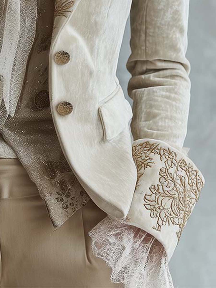Beatriz | Tailored Embroidered Ivory Blazer