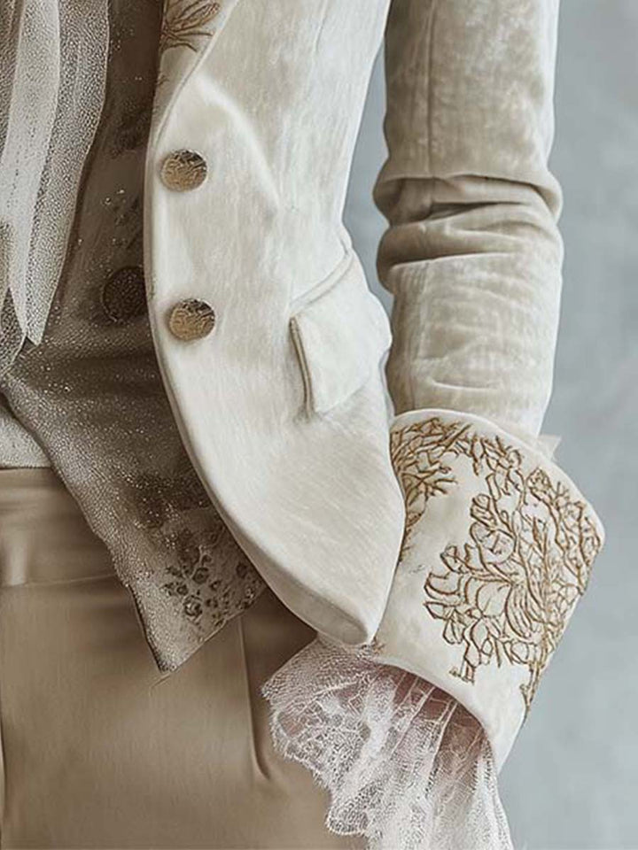 Beatriz | Tailored Embroidered Ivory Blazer