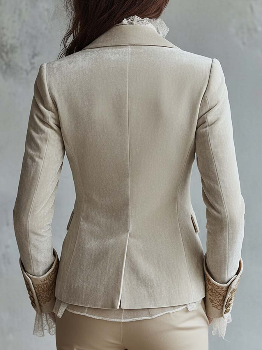 Beatriz | Tailored Embroidered Ivory Blazer