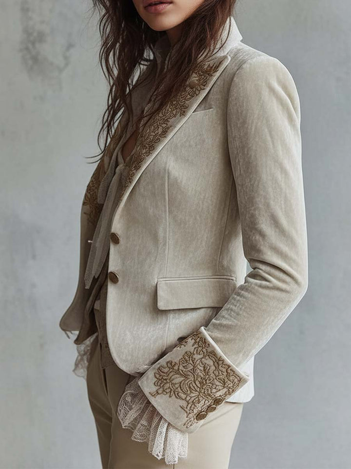 Beatriz | Tailored Embroidered Ivory Blazer