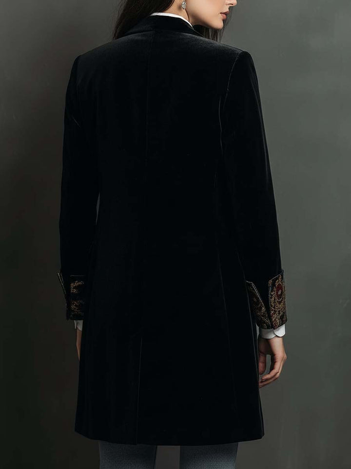 Isabel | Blazer Ajustado con Estampado Barroco en Negro