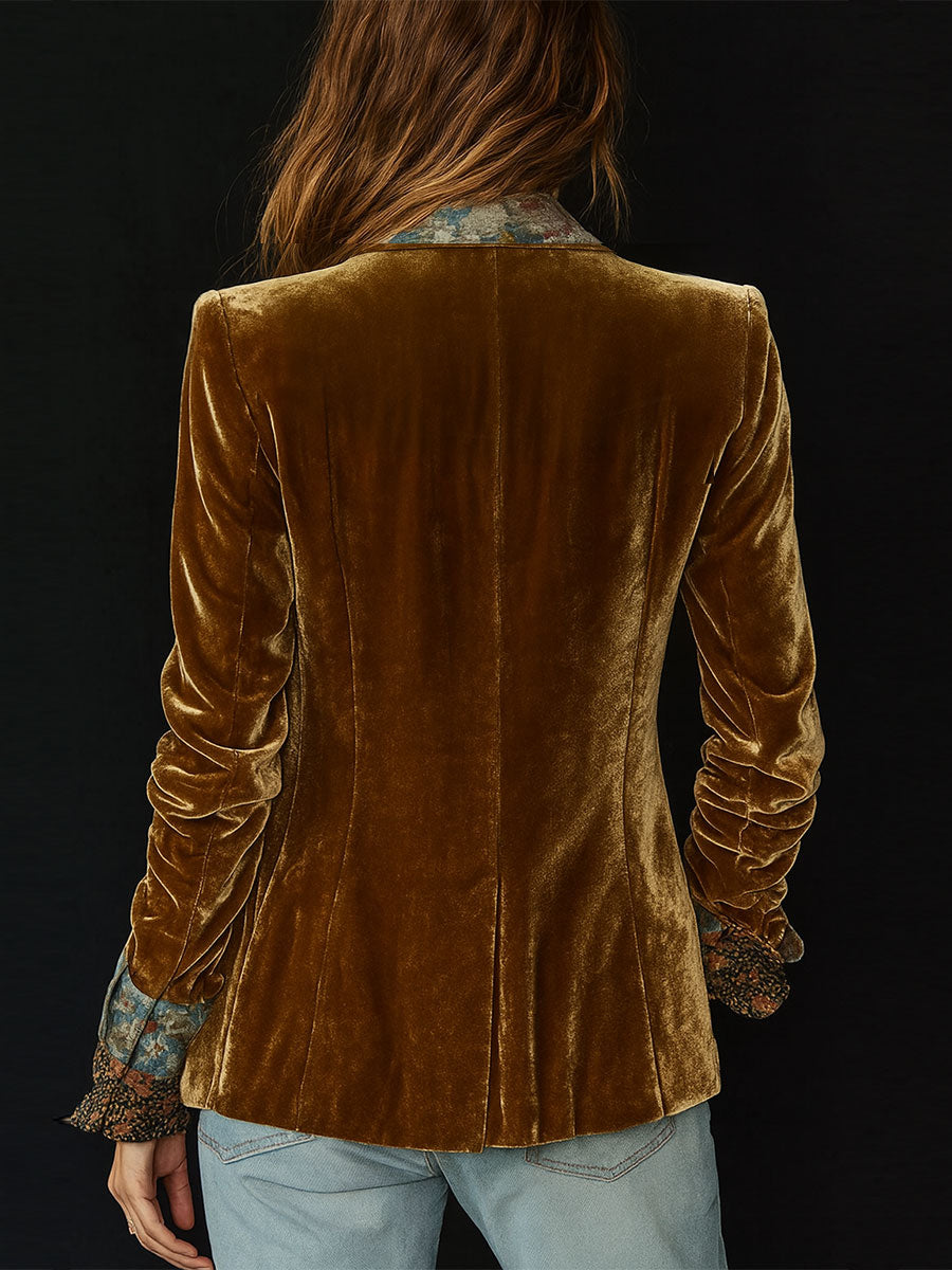Alba | Vintage Floral Printed Patchwork Blazer
