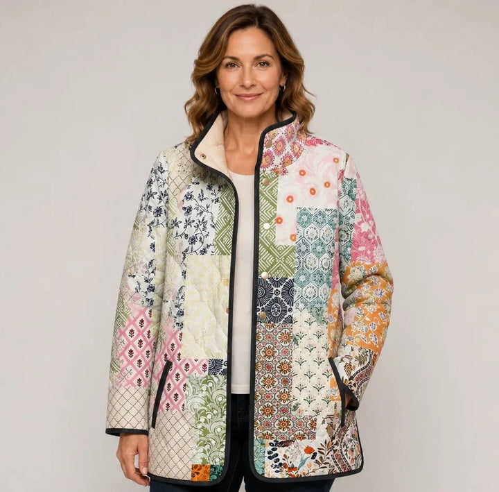 Sylvi | Chaqueta acolchada con diseño de patchwork en suaves tonos pastel