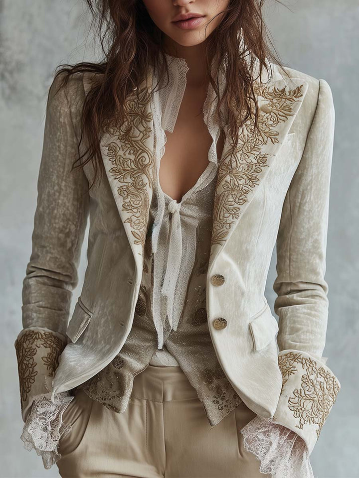 Beatriz | Tailored Embroidered Ivory Blazer