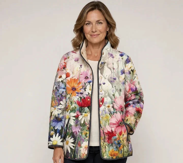 Outi | Chaqueta acolchada con delicado estampado de flores silvestres