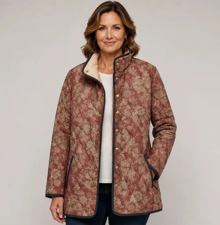 Terttu | Chaqueta acolchada floral en burdeos