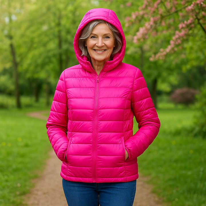 Ilona | Chaqueta Rosa Brillante para Entretiempo