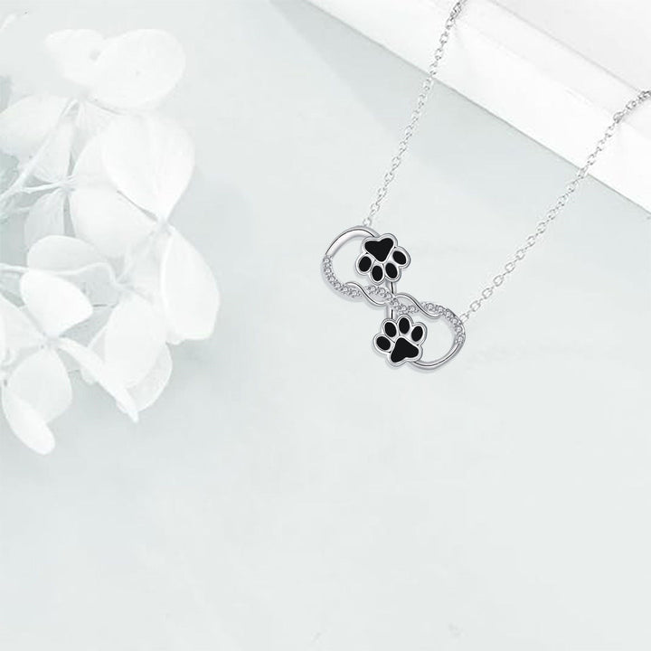 Collar de Huella de Perro con Diseño de Amor Infinito y Circonitas