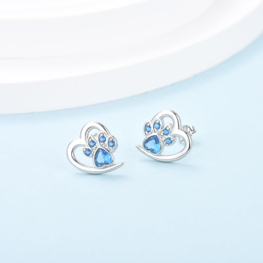 Pendientes con diseño de huellas y corazón – Joyería para los amantes de los animales