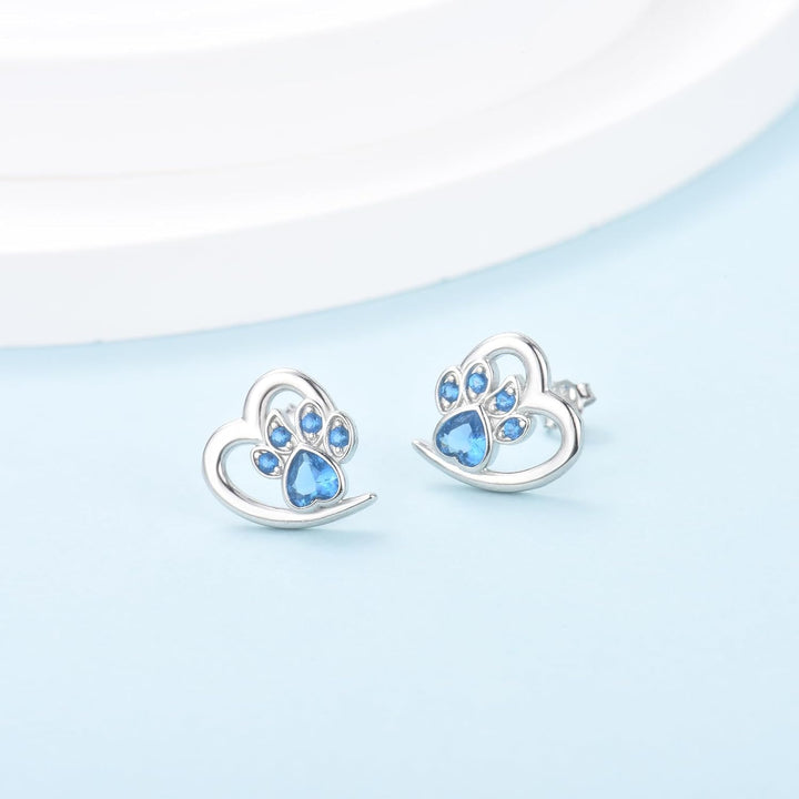 Pendientes con diseño de huellas y corazón – Joyería para los amantes de los animales