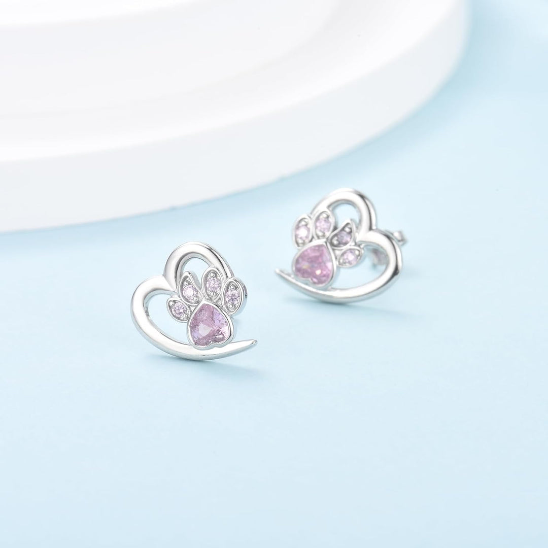 Pendientes con diseño de huellas y corazón – Joyería para los amantes de los animales