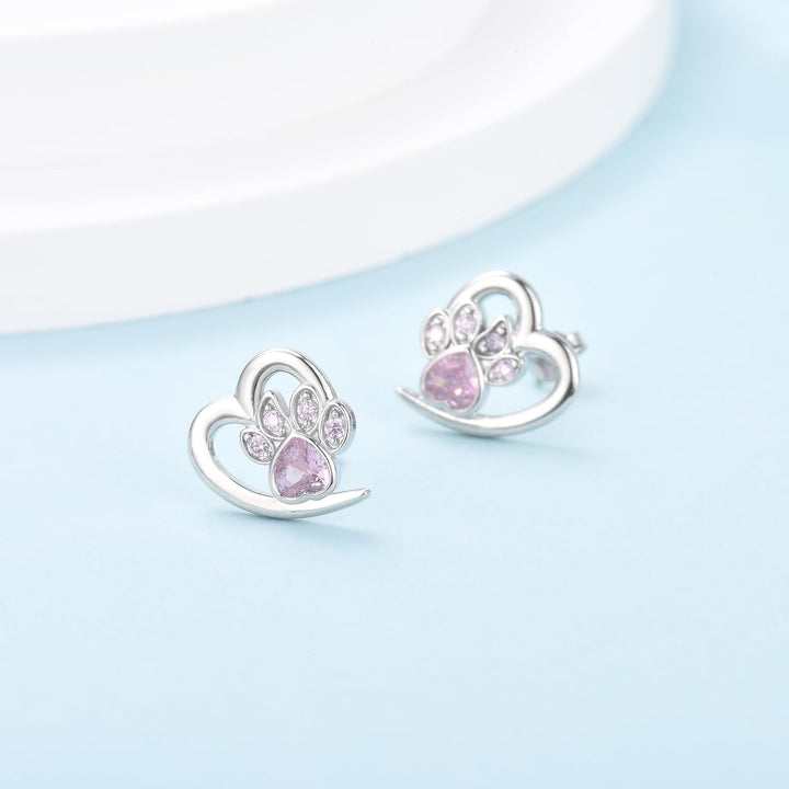 Pendientes con diseño de huellas y corazón – Joyería para los amantes de los animales