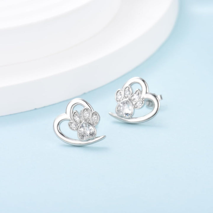 Pendientes con diseño de huellas y corazón – Joyería para los amantes de los animales