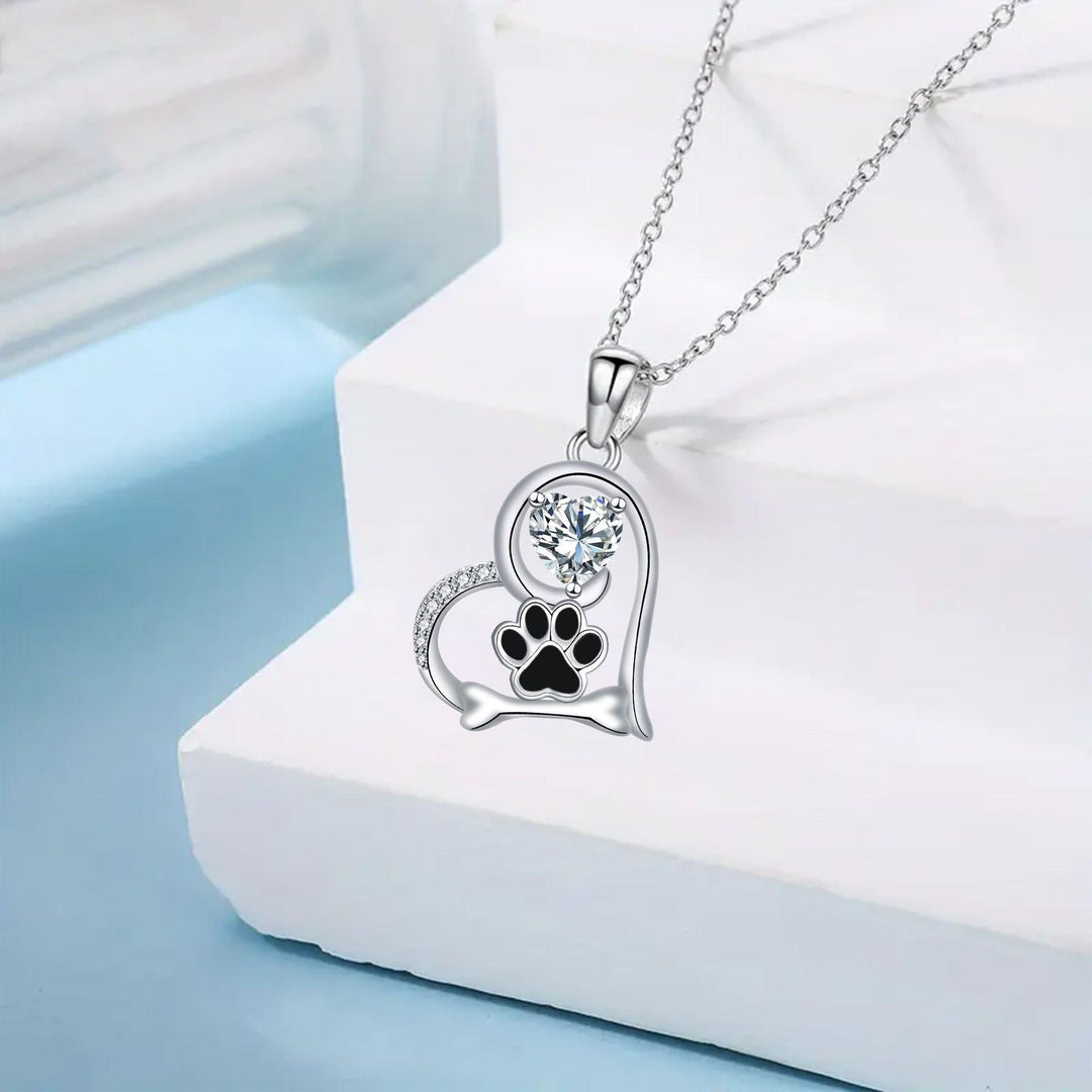 Pendiente con Diseño de Huella de Perro y Circonita - Ideal para Amantes de Mascotas