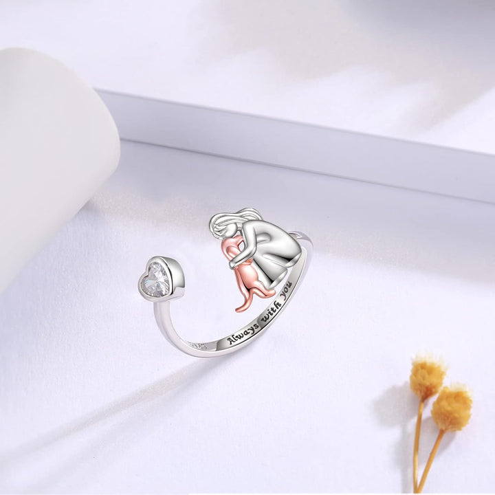 Anillo ajustable de plata de ley con circonita blanca para perros