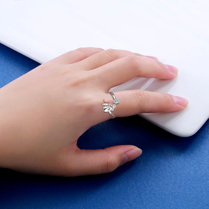 Anillo ajustable de plata de ley con circonita blanca para perros