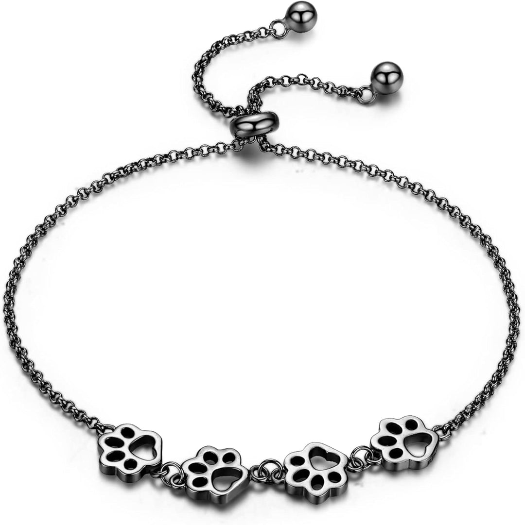 Pulsera de plata ajustable con diseño de huella de perro