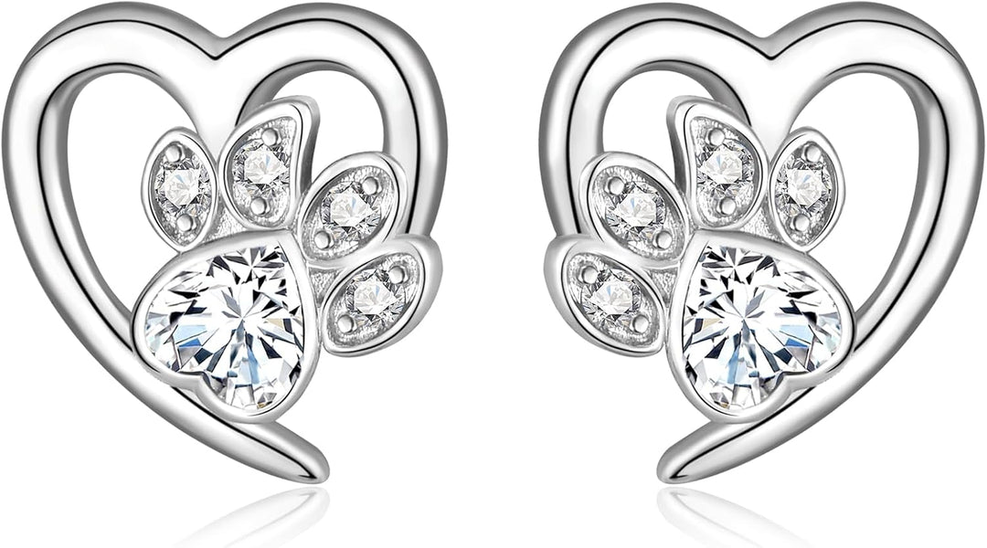 Pendientes con diseño de huellas y corazón – Joyería para los amantes de los animales
