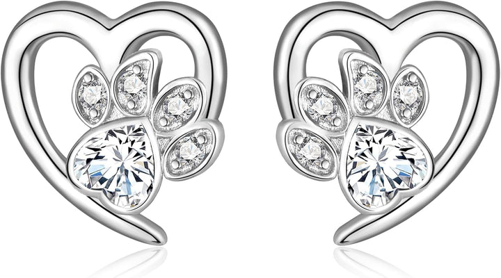 Pendientes con diseño de huellas y corazón – Joyería para los amantes de los animales
