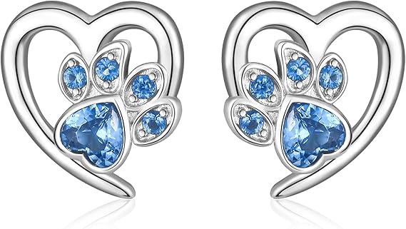 Pendientes con diseño de huellas y corazón – Joyería para los amantes de los animales