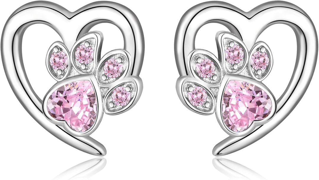 Pendientes con diseño de huellas y corazón – Joyería para los amantes de los animales