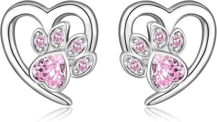 Pendientes con diseño de huellas y corazón – Joyería para los amantes de los animales