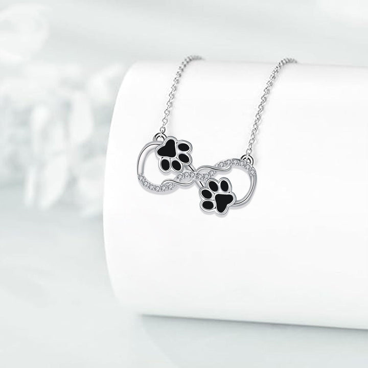 Collar de Huella de Perro con Diseño de Amor Infinito y Circonitas