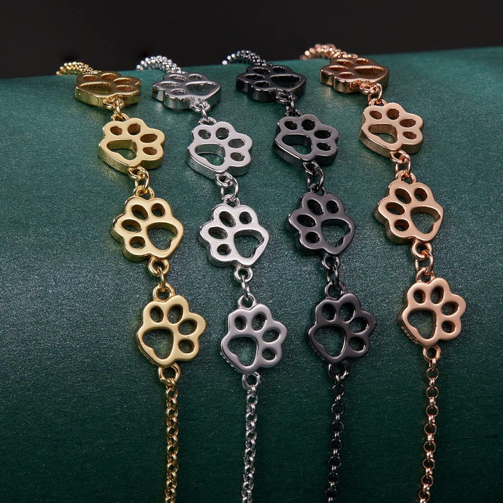 Pulsera de plata ajustable con diseño de huella de perro