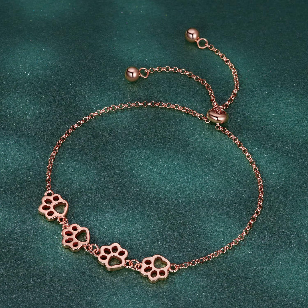 Pulsera de plata ajustable con diseño de huella de perro