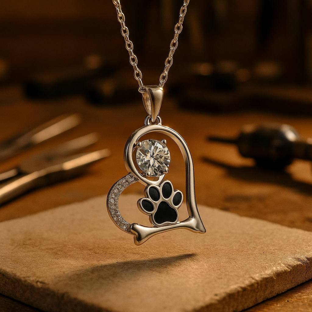 Pendiente con Diseño de Huella de Perro y Circonita - Ideal para Amantes de Mascotas