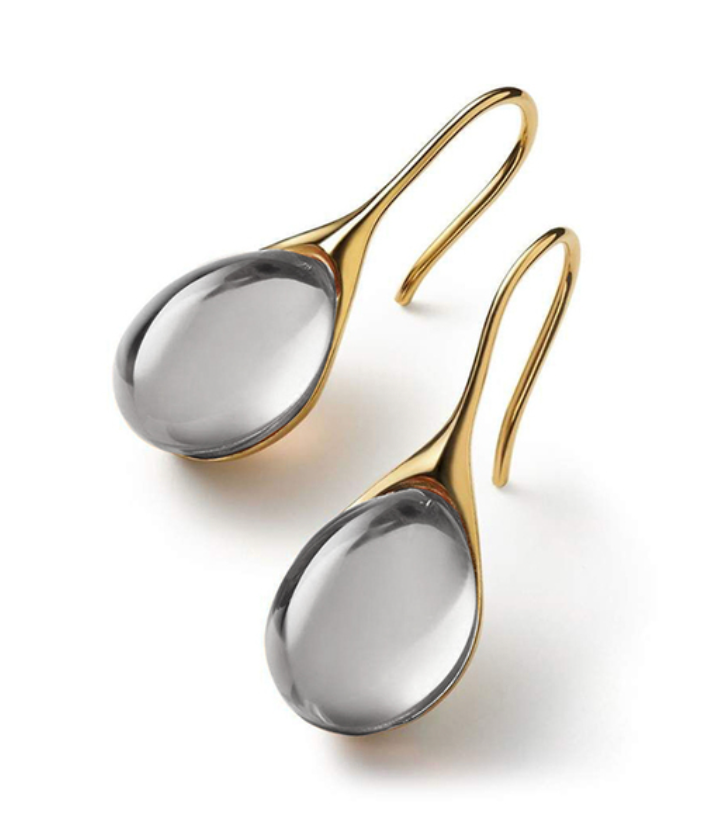 "Pendientes de Cristal en Oro y Plata" can be rewritten as "Aretes de Cristal en Oro y Plata".