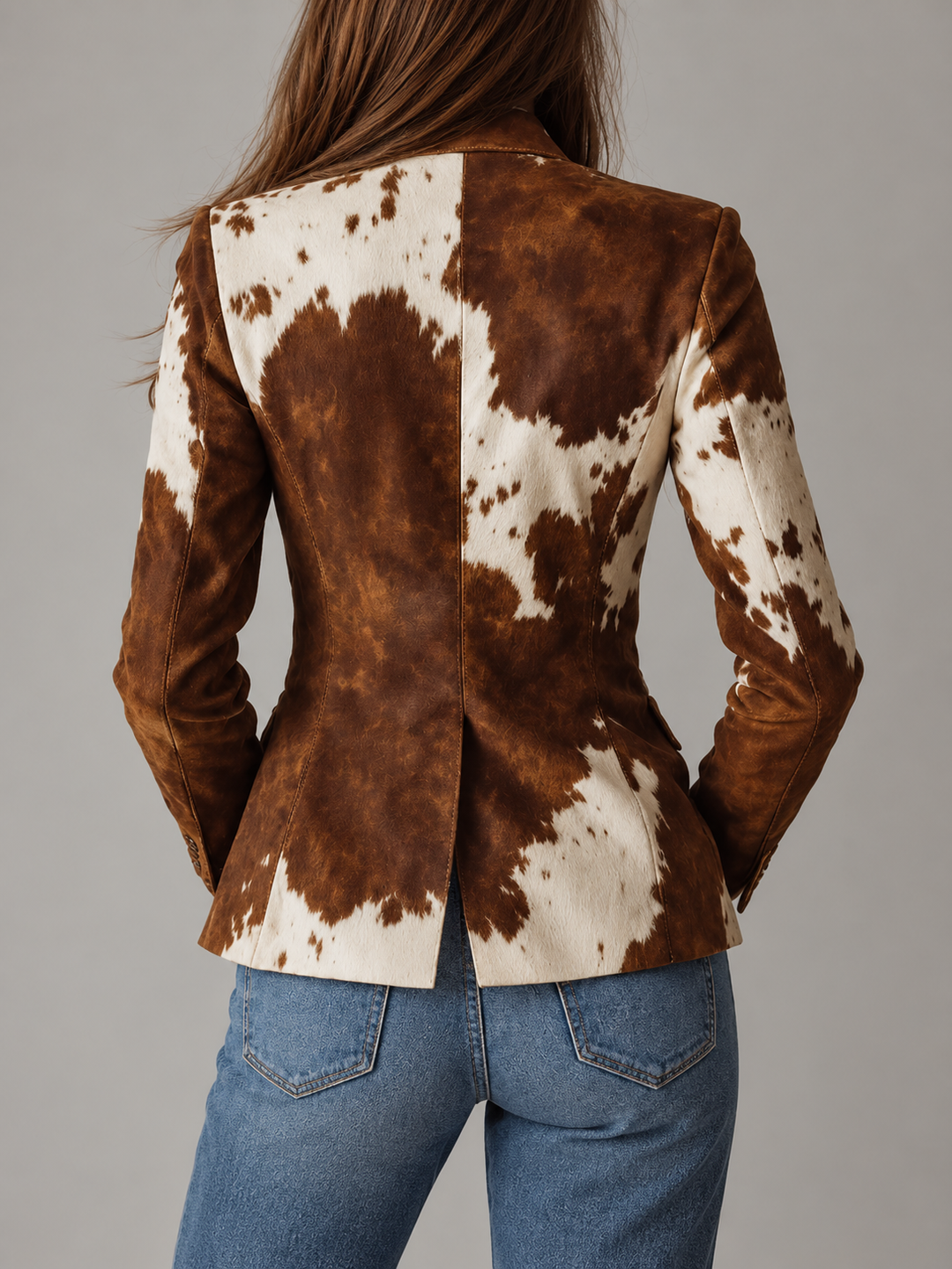 Irene | Eco-Friendly Vintage Cow Print Blazer