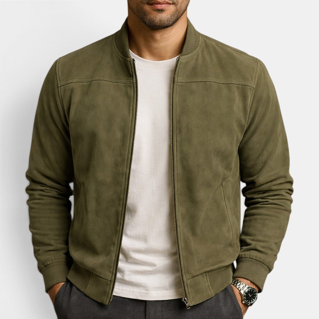 Chaqueta Bomber Premium para Hombre – Ligera con Efecto Suede