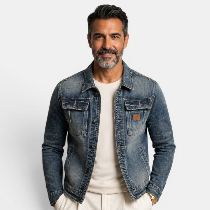 Chaqueta de denim azul para hombre