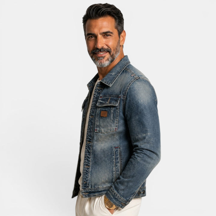 Chaqueta de denim azul para hombre
