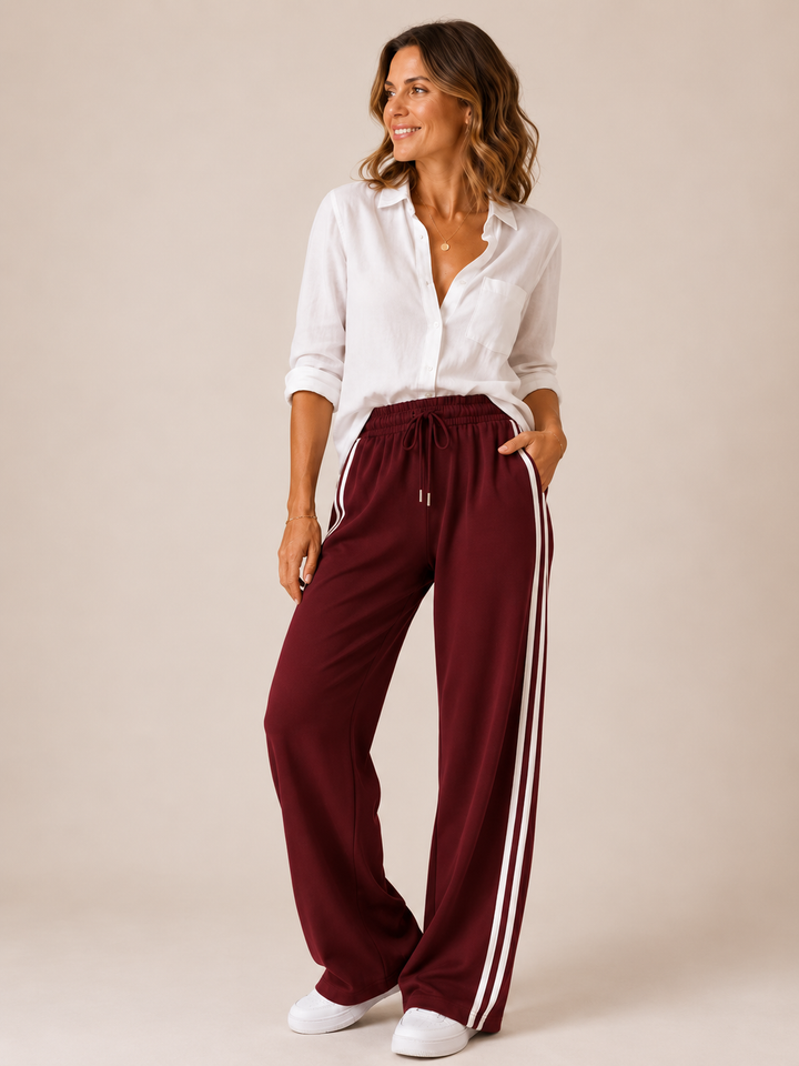 Noelia | Pantalón de Ropa Deportiva Mujer Pierna Ancha Franjas Laterales