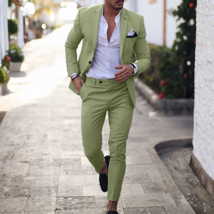 Gonzalo | Traje de Lino de Dos Piezas Slim Fit Hombre Solapa Clásica