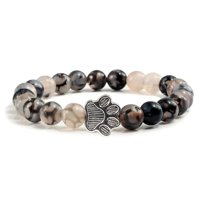 Pulsera elástica de piedras naturales con colgante de pata de animal – Accesorio unisex para hombres y mujeres