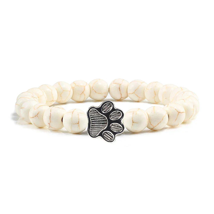 Pulsera elástica de piedras naturales con colgante de pata de animal – Accesorio unisex para hombres y mujeres