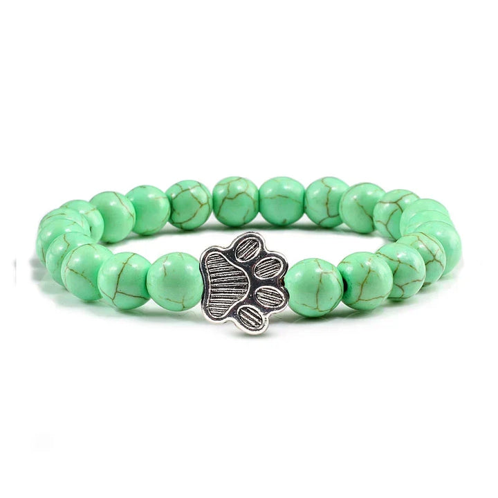 Pulsera elástica de piedras naturales con colgante de pata de animal – Accesorio unisex para hombres y mujeres