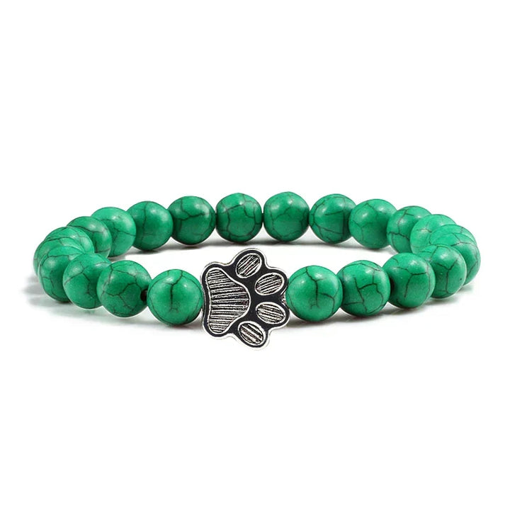 Pulsera elástica de piedras naturales con colgante de pata de animal – Accesorio unisex para hombres y mujeres