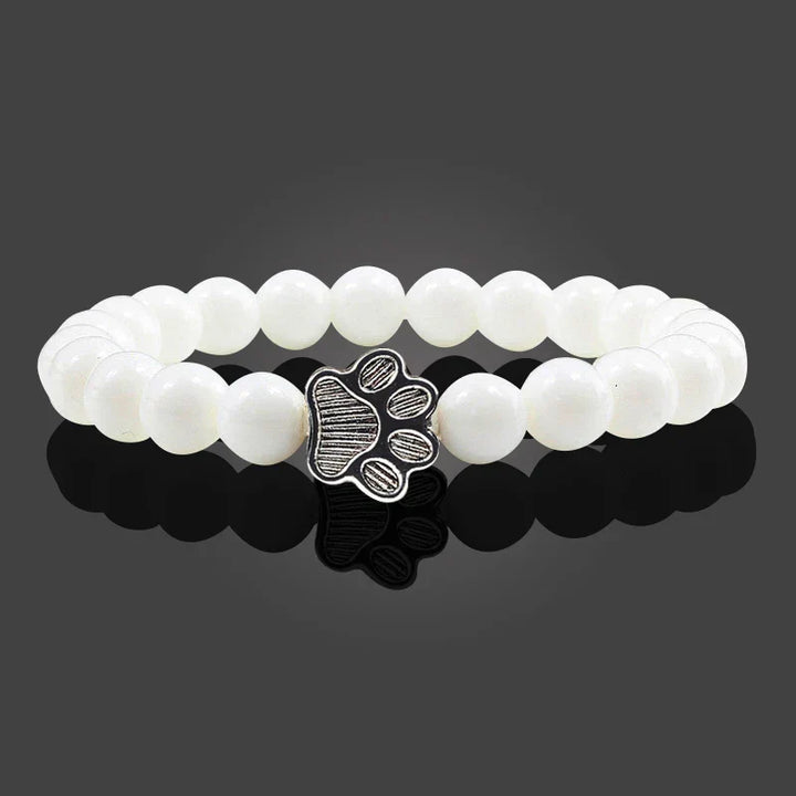 Pulsera elástica de piedras naturales con colgante de pata de animal – Accesorio unisex para hombres y mujeres