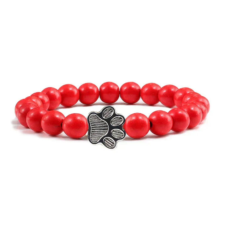 Pulsera elástica de piedras naturales con colgante de pata de animal – Accesorio unisex para hombres y mujeres