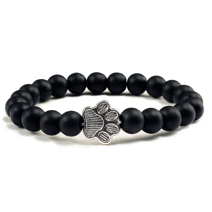 Pulsera elástica de piedras naturales con colgante de pata de animal – Accesorio unisex para hombres y mujeres