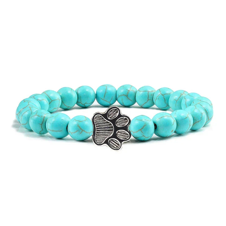 Pulsera elástica de piedras naturales con colgante de pata de animal – Accesorio unisex para hombres y mujeres
