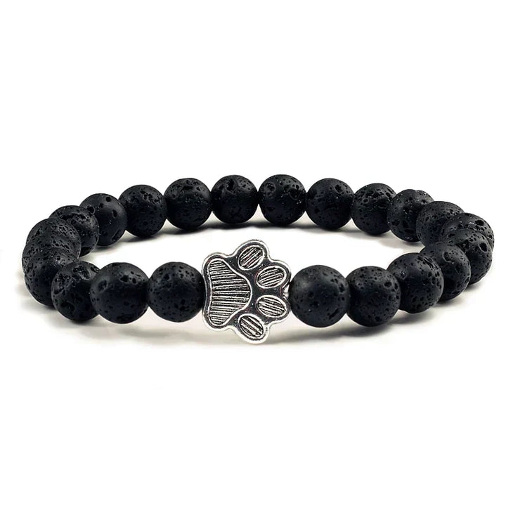 Pulsera elástica de piedras naturales con colgante de pata de animal – Accesorio unisex para hombres y mujeres