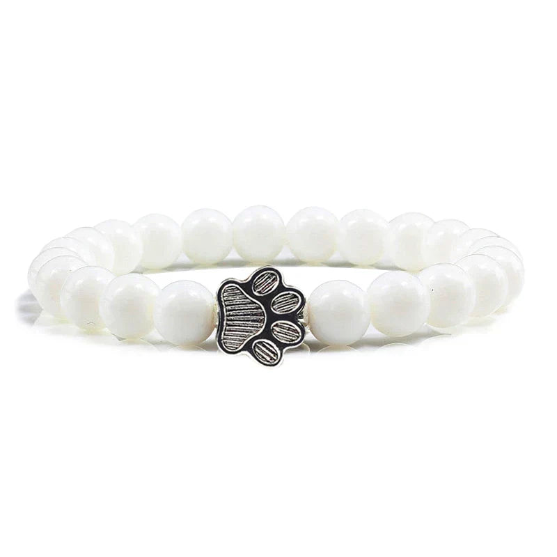 Pulsera elástica de piedras naturales con colgante de pata de animal – Accesorio unisex para hombres y mujeres