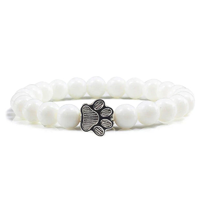 Pulsera elástica de piedras naturales con colgante de pata de animal – Accesorio unisex para hombres y mujeres