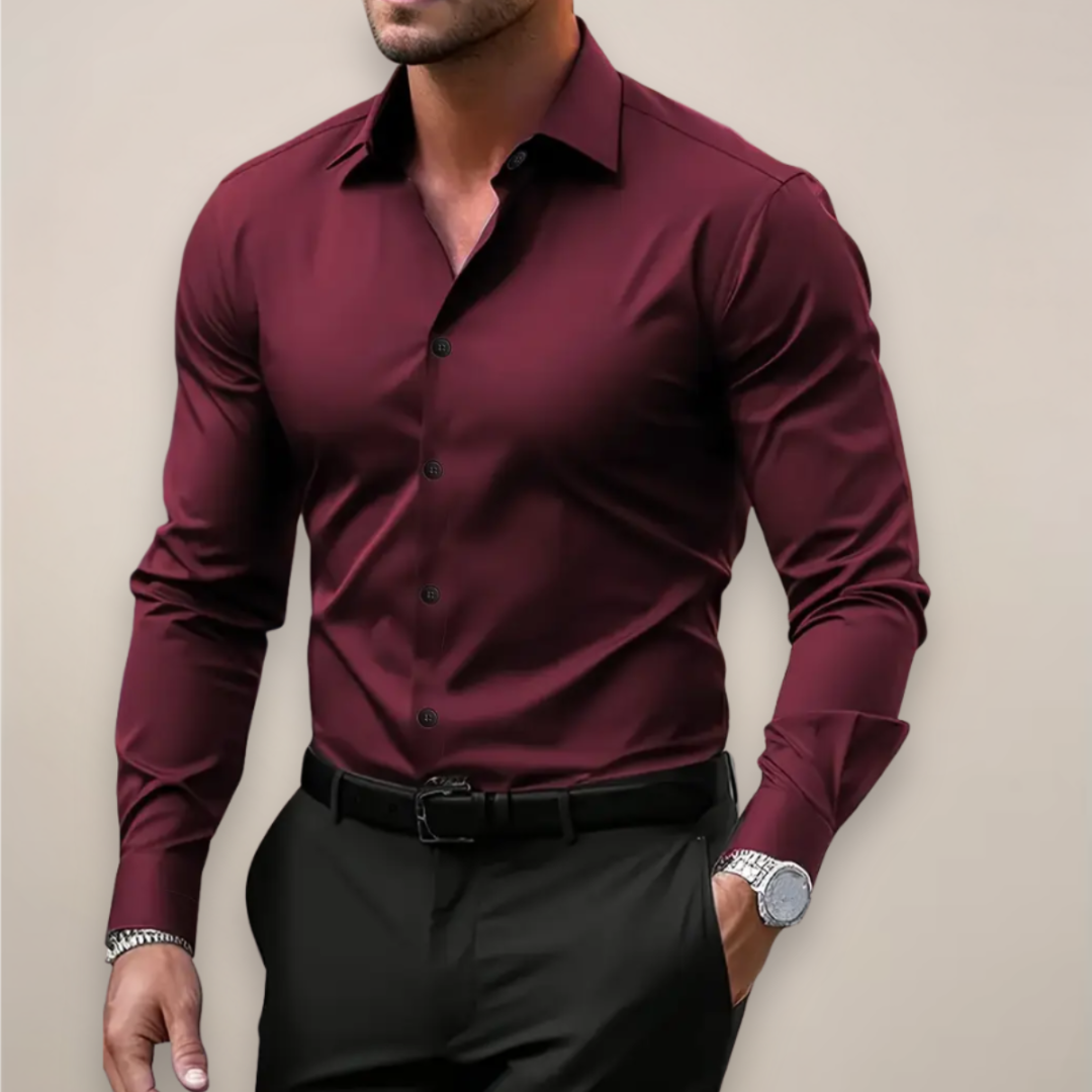 Javier | Camisa Vestir Hombre Manga Larga Botones Cuello Clásico