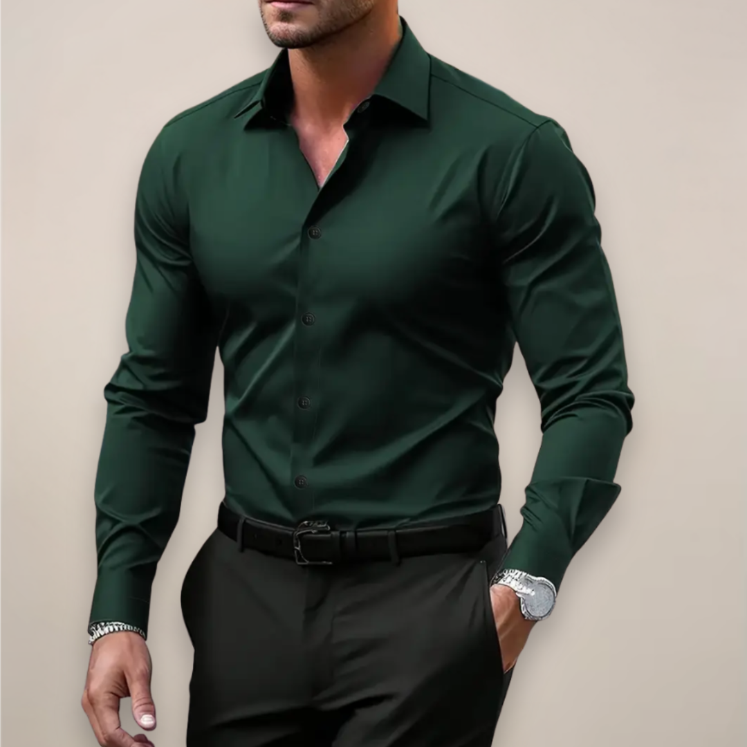 Javier | Camisa Vestir Hombre Manga Larga Botones Cuello Clásico